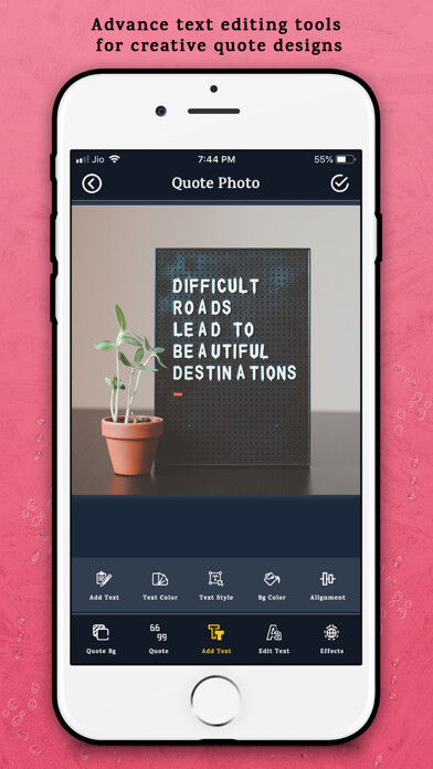 Emulate iPhone app Quote Maker - Typographic Art using MyAndroid