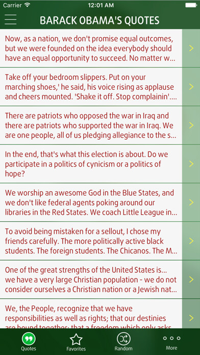 Emulate iPhone app Quotes from Barack Obama using MyAndroid
