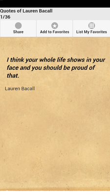 Emulate Android APK Quotes of Lauren Bacall