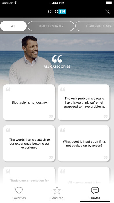 Emulate iPhone app QuoTR by Tony Robbins using MyAndroid