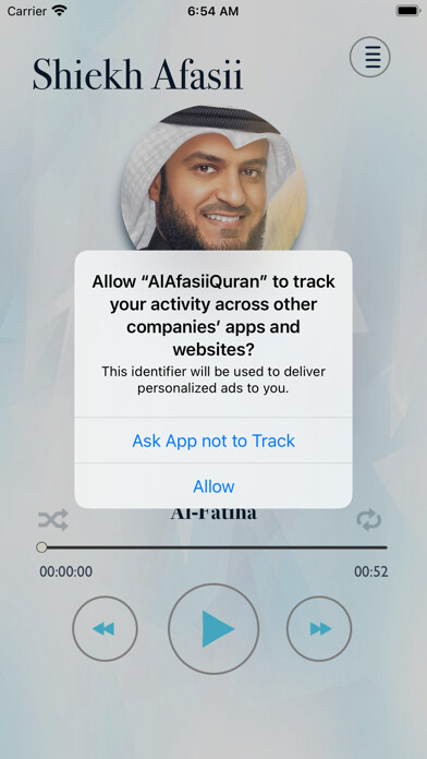 Emulate iPhone app Quran AlAfasyRashid Mishary using MyAndroid