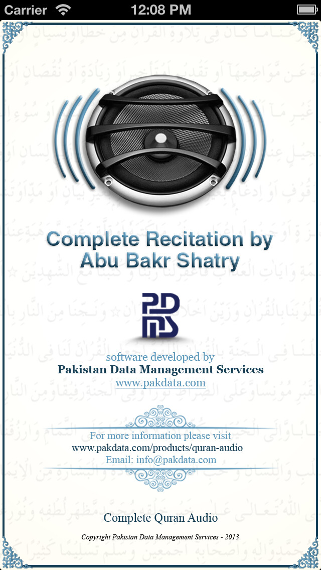 Emulate iPhone app Quran Audio - Sheikh Abu Bakr Shatry using MyAndroid