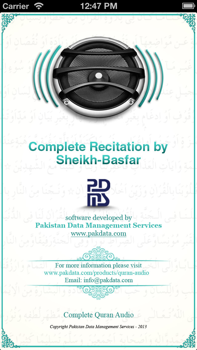 Emulate iPhone app Quran Audio - Sheikh Basfar using MyAndroid