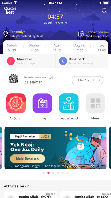 Emulate iPhone app Quran Best Indonesia using MyAndroid