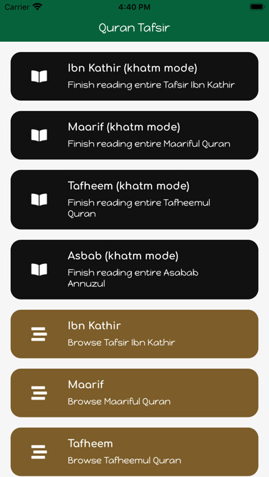 Emulate iPhone app Quran Tafsir Ibn Kathir & more using MyAndroid