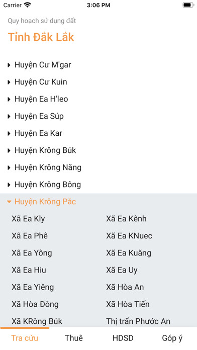 Emulate iPhone app Quy hoạch Đắk Lắk using MyAndroid