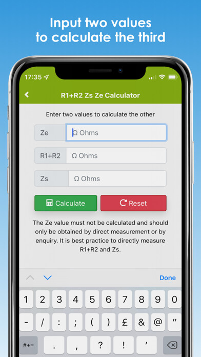 Emulate iPhone app R1+R2 Zs Ze Calculator using MyAndroid Emulate iPhone app R1+R2 Zs Ze Calculator using MyAndroid