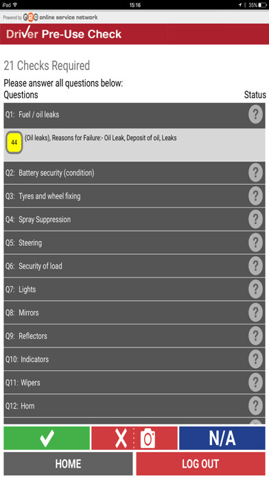 Emulate iPhone app r2c Driver Pre-use Check using MyAndroid