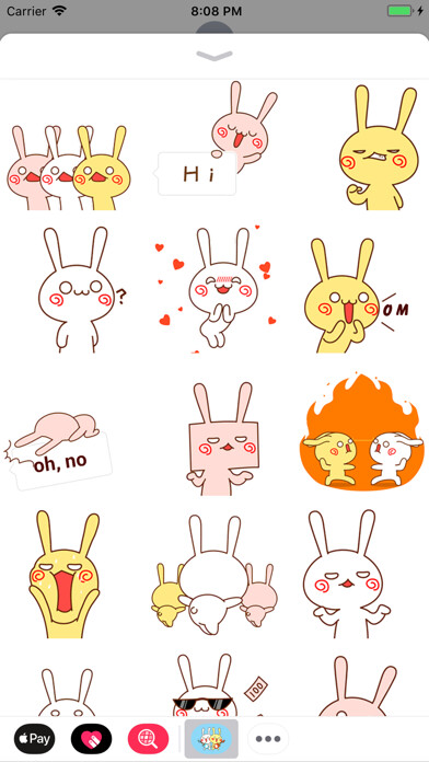 Emulate iPhone app Rabbit Crew Animated Stickers using MyAndroid