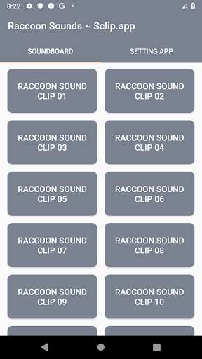 Run android online APK Raccoon Sound Collections ~ Sclip.app from MyAndroid or emulate Raccoon Sound Collections ~ Sclip.app using MyAndroid