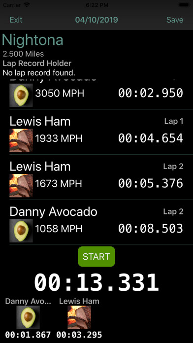 Emulate iPhone app Raceday Timer using MyAndroid Emulate iPhone app Raceday Timer using MyAndroid
