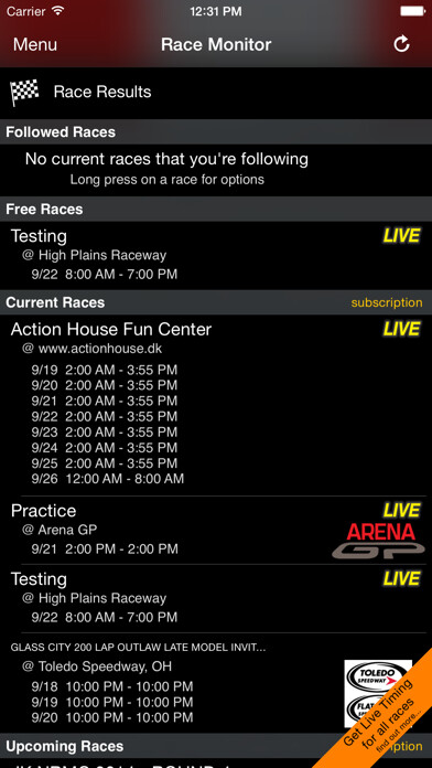 Emulate iPhone app Race Monitor using MyAndroid