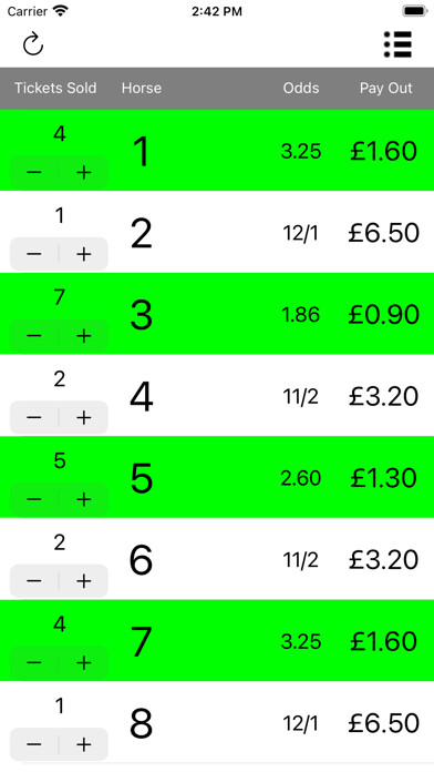 Emulate iPhone app Race Night - Tote Calculator using MyAndroid