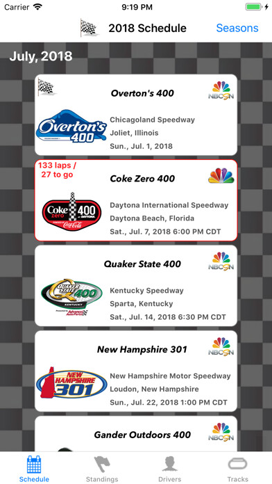 Emulate iPhone app Racing Schedule for NASCAR using MyAndroid Emulate iPhone app Racing Schedule for NASCAR using MyAndroid