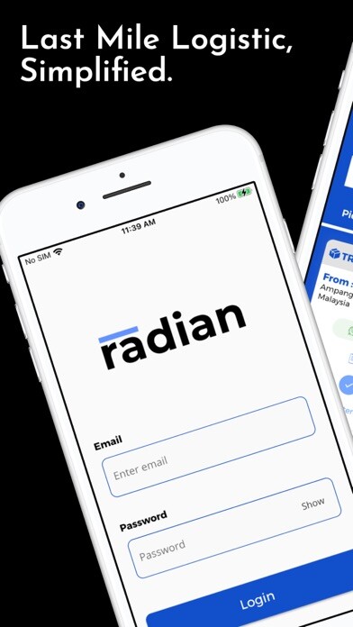 Emulate iPhone app Radian - Last Mile Logistics using MyAndroid