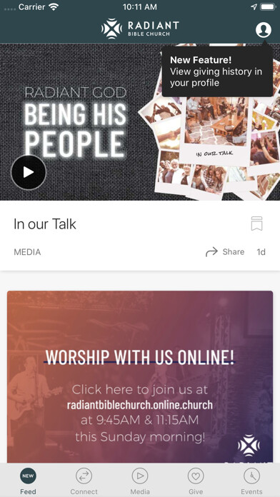 Emulate iPhone app Radiant Bible Church using MyAndroid