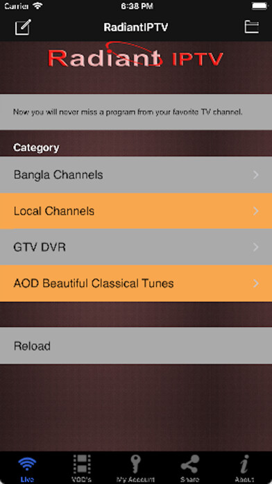 Emulate iPhone app RadiantIPTV using MyAndroid Emulate iPhone app RadiantIPTV using MyAndroid