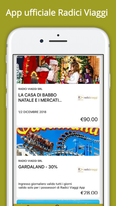 Emulate iPhone app Radici Viaggi using MyAndroid