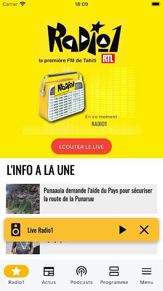 Emulate iPhone app Radio 1 Tahiti using MyAndroid Emulate iPhone app Radio 1 Tahiti using MyAndroid