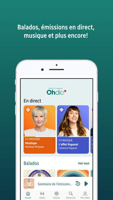 Emulate iPhone app Radio-Canada OHdio using MyAndroid