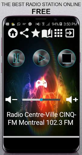 Run android online APK Radio Centre-Ville CINQ-FM Montreal 102.3 FM CA Ap from MyAndroid or emulate Radio Centre-Ville CINQ-FM Montreal 102.3 FM CA Ap using MyAndroid