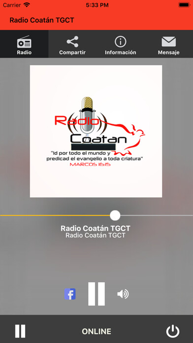 Emulate iPhone app Radio Coatán TGCT using MyAndroid