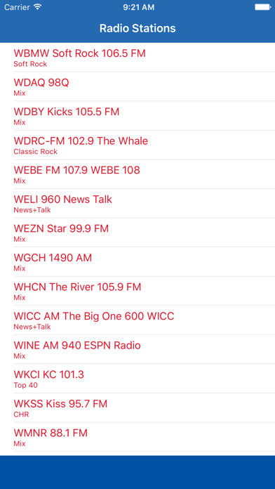Emulate iPhone app Radio Connecticut FM - Streaming and listen to live online music, news show and American charts from the USA using MyAndroid Emulate iPhone app Radio Connecticut FM - Streaming and listen to live online music, news show and American charts from the USA using MyAndroid