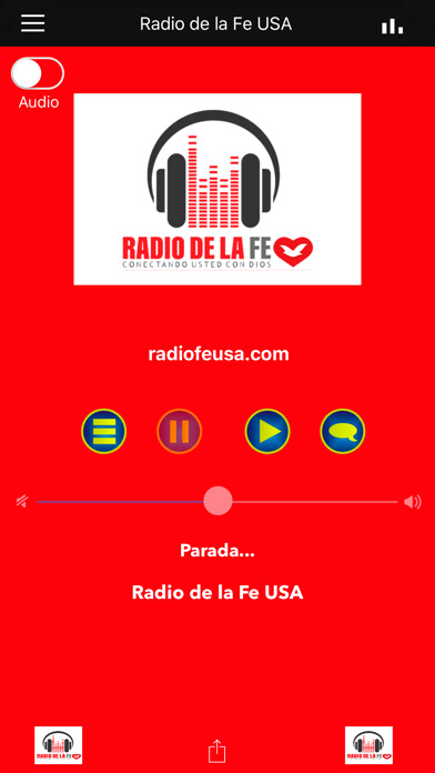 Emulate iPhone app Radio de la Fe USA using MyAndroid