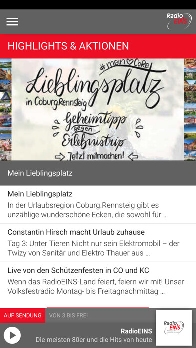 Emulate iPhone app Radio Eins Coburg using MyAndroid