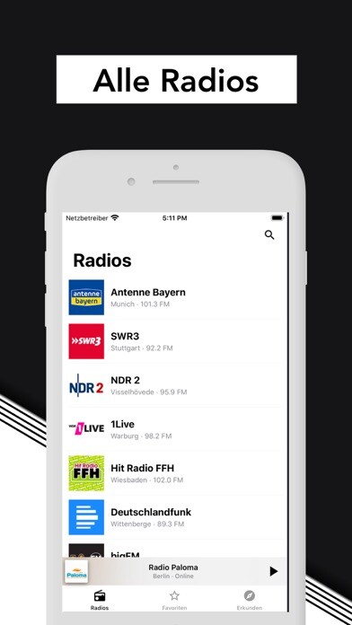 Emulate iPhone app Radio FM Germany using MyAndroid