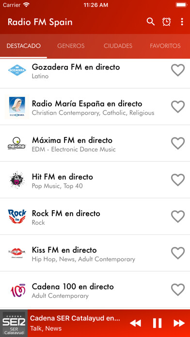 Emulate iPhone app Radio FM Spain using MyAndroid