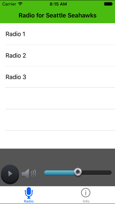 Emulate iPhone app Radio for Seattle Seahawks using MyAndroid