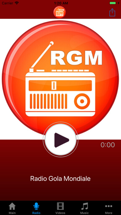 Emulate iPhone app Radio Gola Mondiale using MyAndroid