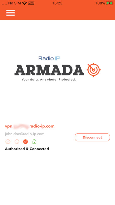 Emulate iPhone app Radio IP Armada VPN using MyAndroid