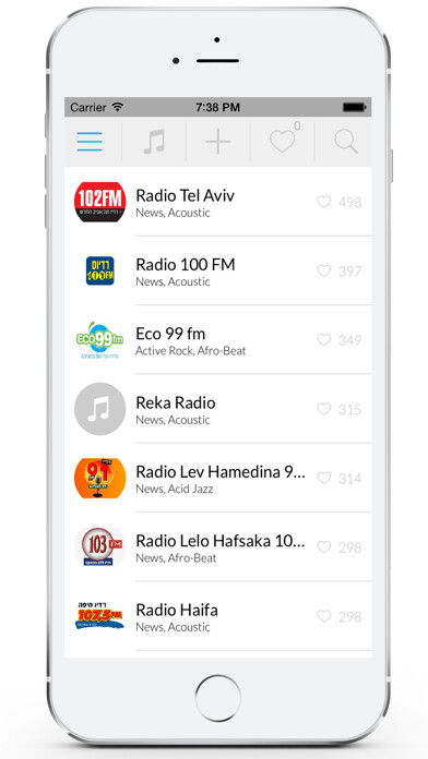 Emulate iPhone app Radio Israel FM using MyAndroid