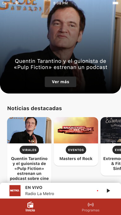 Emulate iPhone app Radio La Metro using MyAndroid