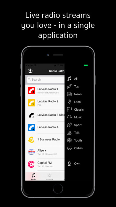 Emulate iPhone app Radio Latvijā: radio of Latvia using MyAndroid