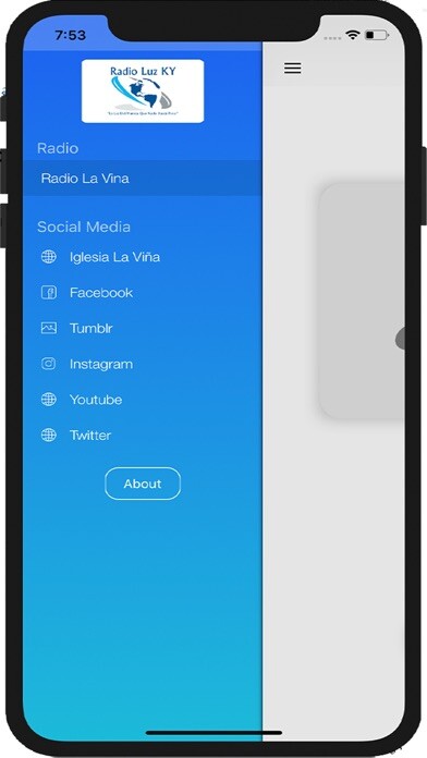 Emulate iPhone app Radio Luz Kentucky using MyAndroid