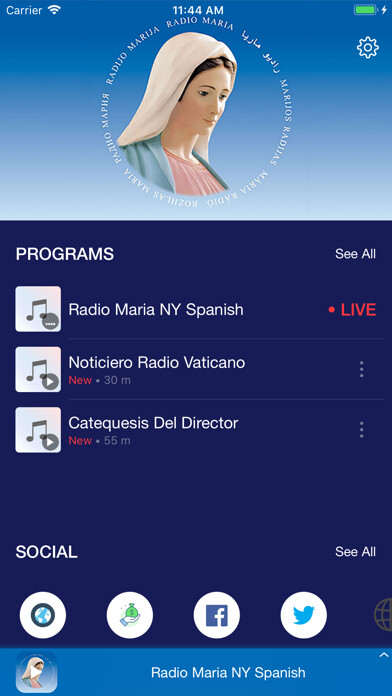 Emulate iPhone app Radio Maria Spanish using MyAndroid