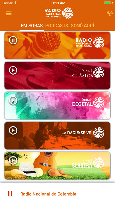 Emulate iPhone app Radio Nacional de Colombia using MyAndroid Emulate iPhone app Radio Nacional de Colombia using MyAndroid