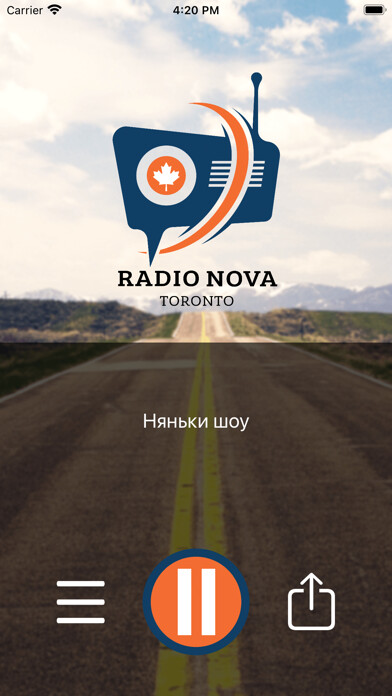 Emulate iPhone app RADIO NOVA Toronto using MyAndroid
