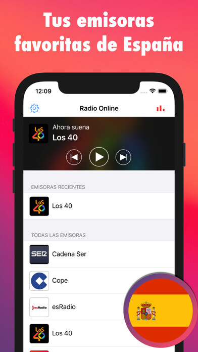 Emulate iPhone app Radio Online España FM AM using MyAndroid