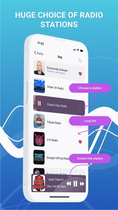 Emulate iPhone app Radio online. FM, music, news using MyAndroid