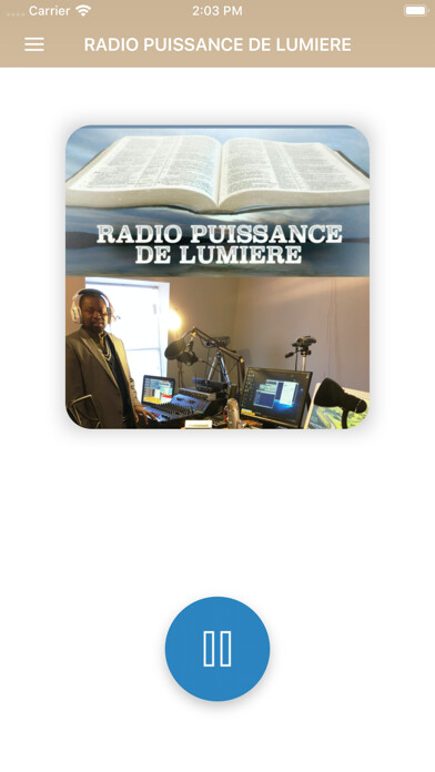 Emulate iPhone app RADIO PUISSANCE DE LUMIERE using MyAndroid