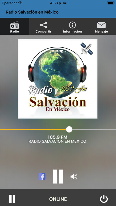 Emulate iPhone app Radio Salvación en México using MyAndroid