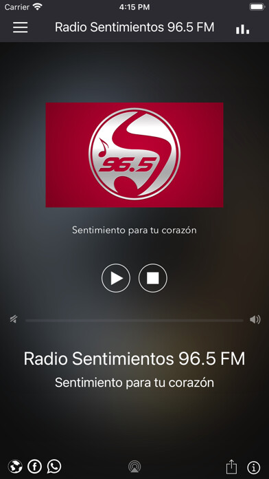 Emulate iPhone app Radio Sentimientos 96.5 FM using MyAndroid