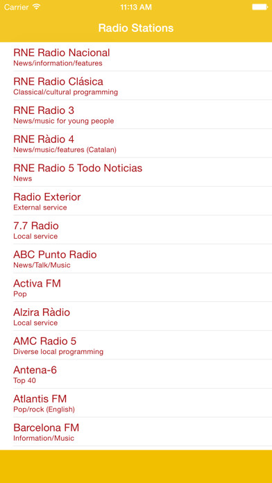 Emulate iPhone app Radio Spain FM - Stream and listen to live online music, news and show from your favorite Spanish radio música station and channel with the best audio player using MyAndroid Emulate iPhone app Radio Spain FM - Stream and listen to live online music, news and show from your favorite Spanish radio música station and channel with the best audio player using MyAndroid
