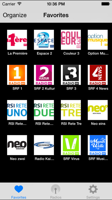 Emulate iPhone app Radios Suisse using MyAndroid