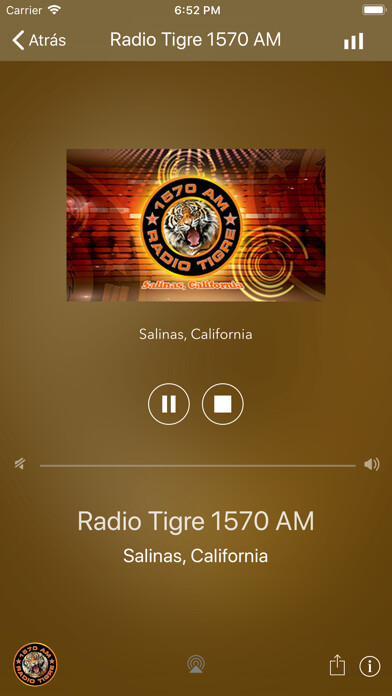 Emulate iPhone app Radio Tigre Salinas using MyAndroid
