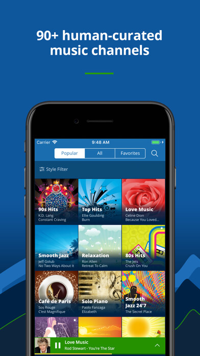 Emulate iPhone app RadioTunes - Curated Music using MyAndroid